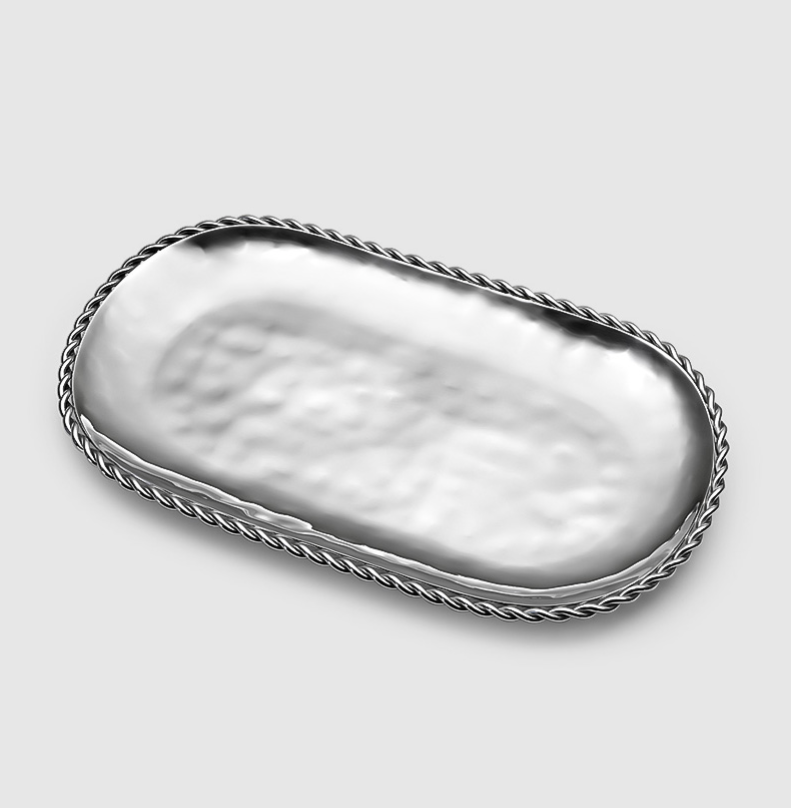 Paloma Oval Tray w/Braided Wire 12″L